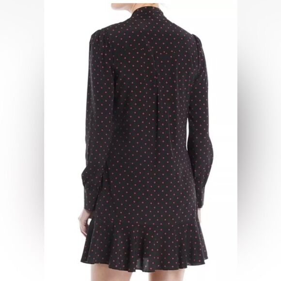 Veronica Beard Mini Dress Size 4 Linley Black And Red Polka Dot Long Sleeve Silk - Picture 3 of 14